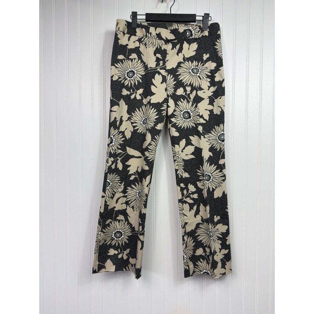 Ann Taylor LOFT Petites Pants Stretch Black w/ Beige/Tan Floral Size 8P